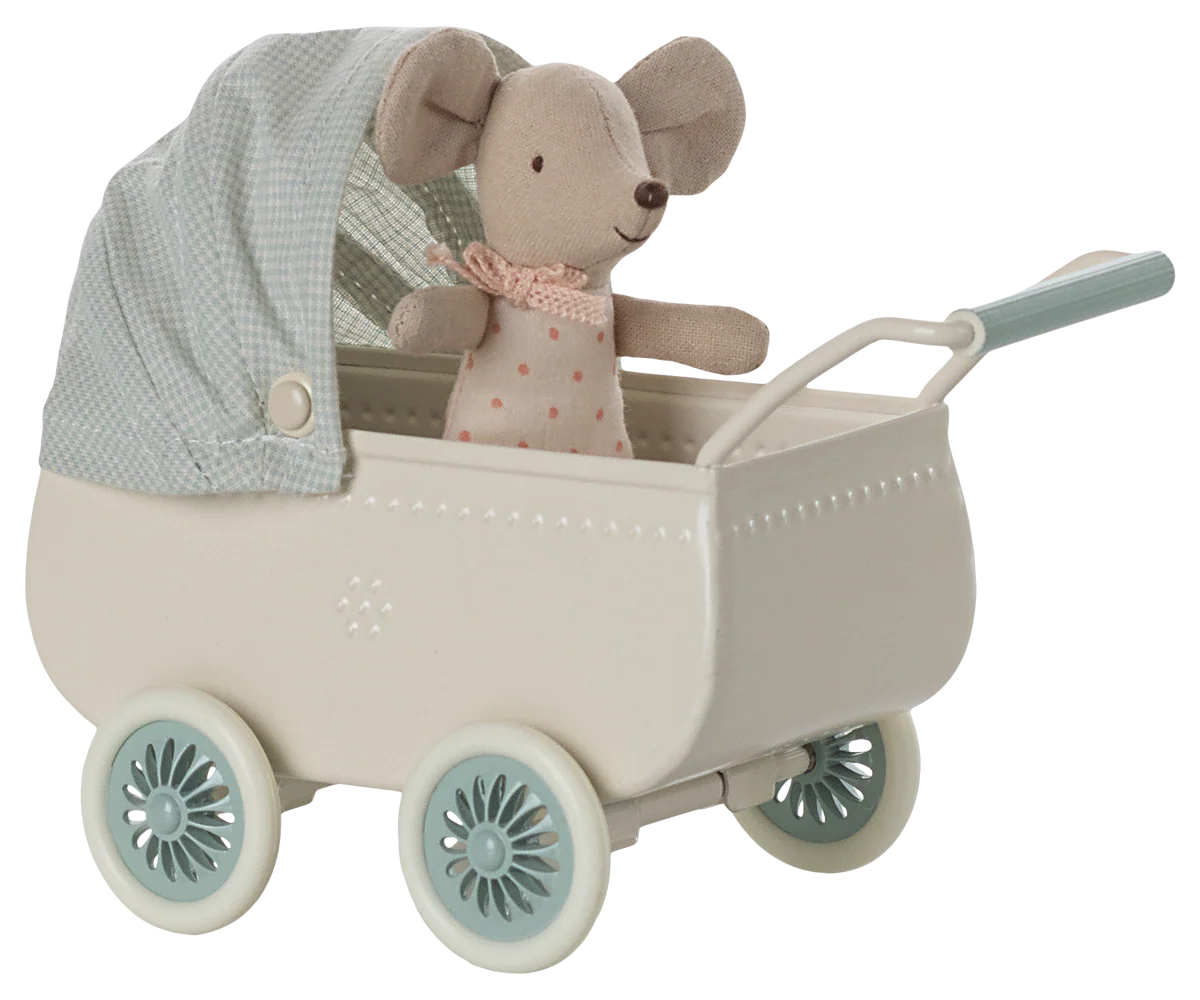 PRAM WITH BABY MOUSE-MINT