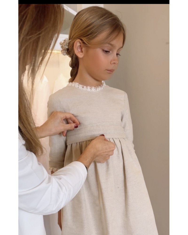 VESTIDO INES CORTO LINO TOSTADO