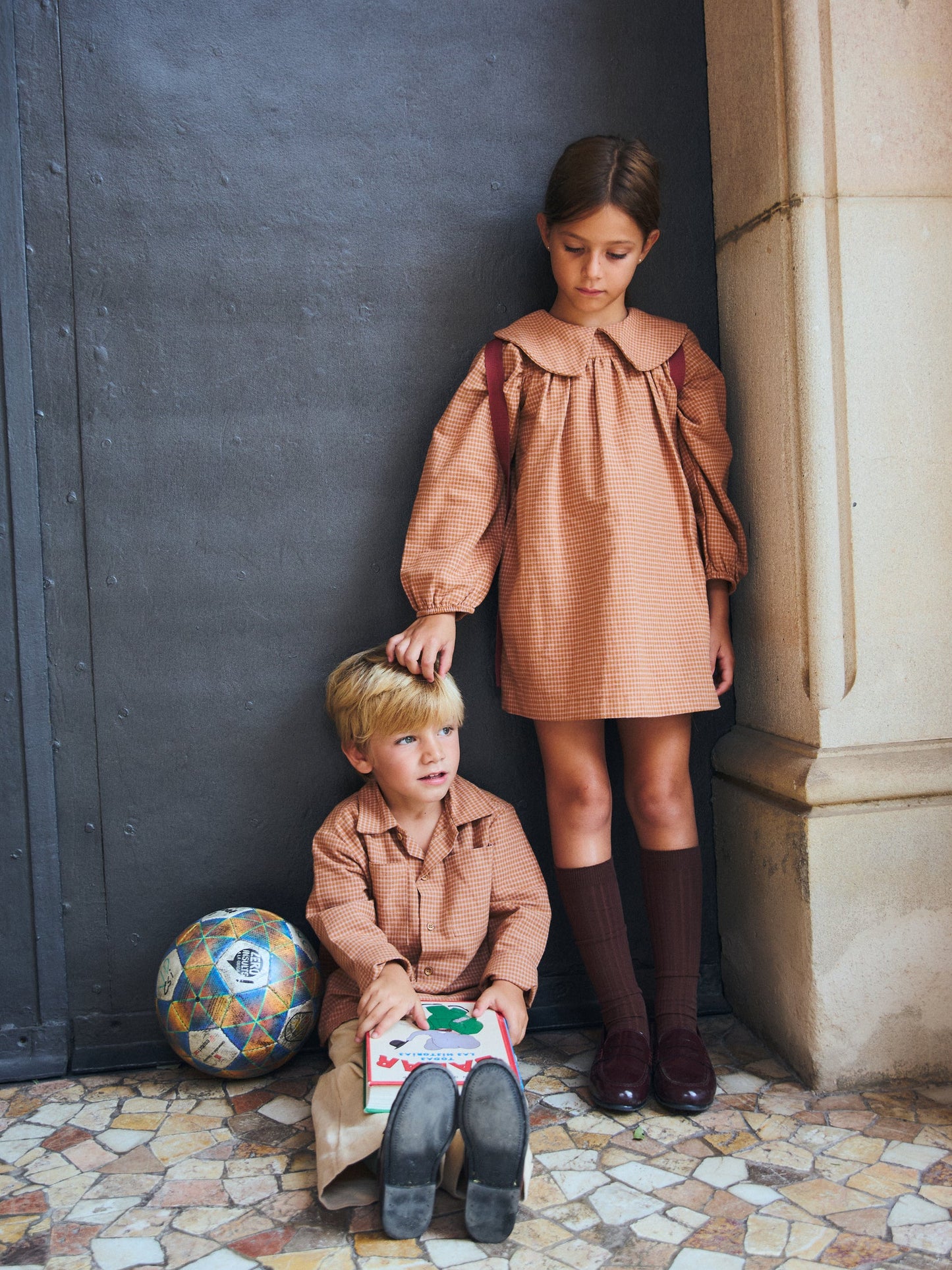 VESTIDO VICHY CARAMELO