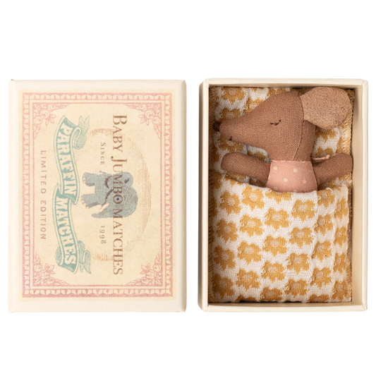SLEEPYWAKEY BABY MOUSE IN MATCHBOX ROSE