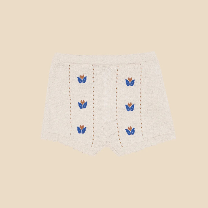 SHORTS PUNTO BORDADOS FLOR NIÑA