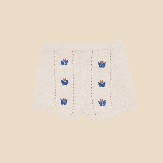 SHORTS PUNTO BORDADOS FLOR NIÑA