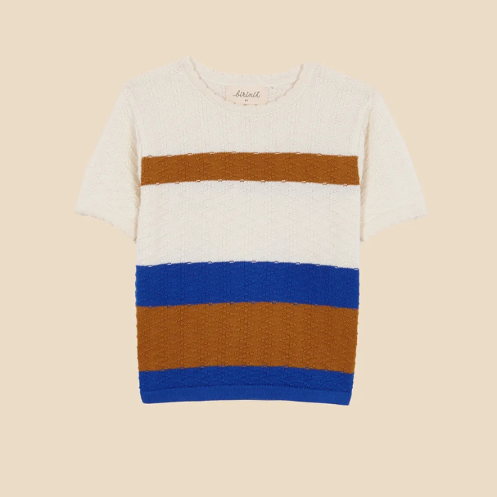 JERSEY PUNTO RAYAS CARAMEL MANGA CORTA NIÑA