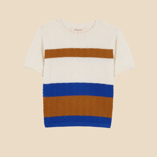 JERSEY PUNTO RAYAS CARAMEL MANGA CORTA NIÑA