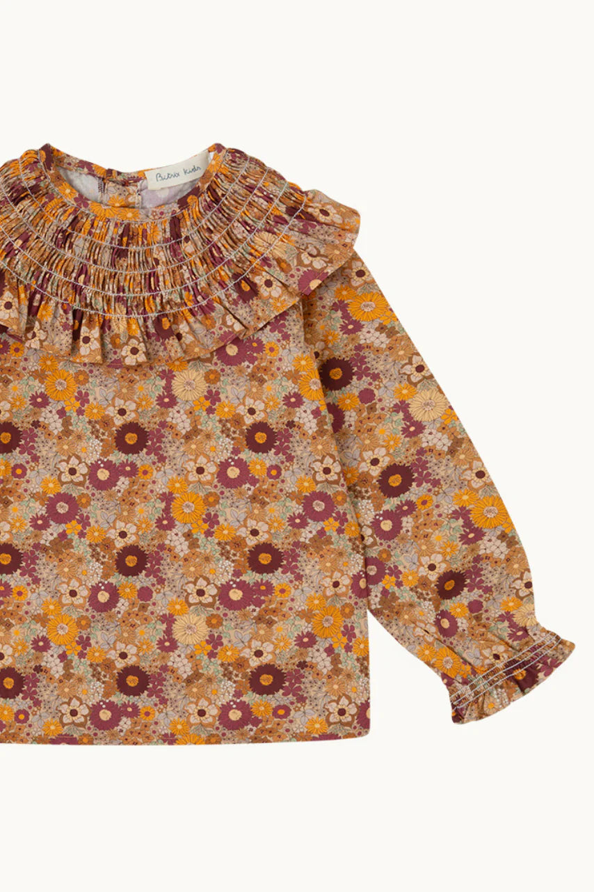 BLUSA OLIVA FLOR CARAMELO