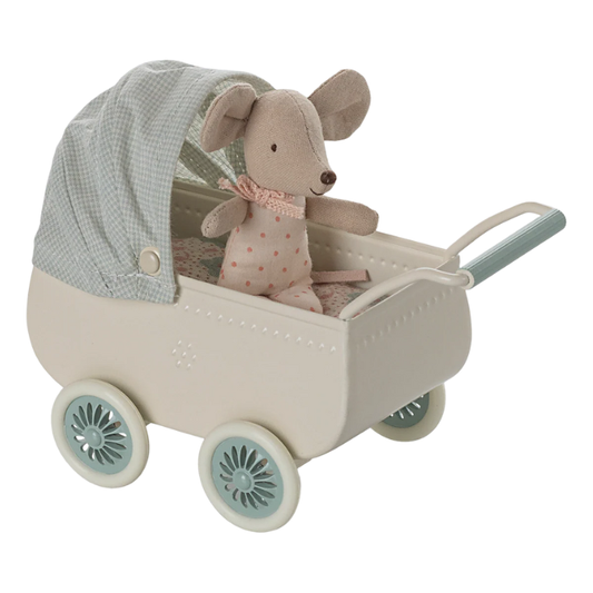 PRAM WITH BABY MOUSE-MINT