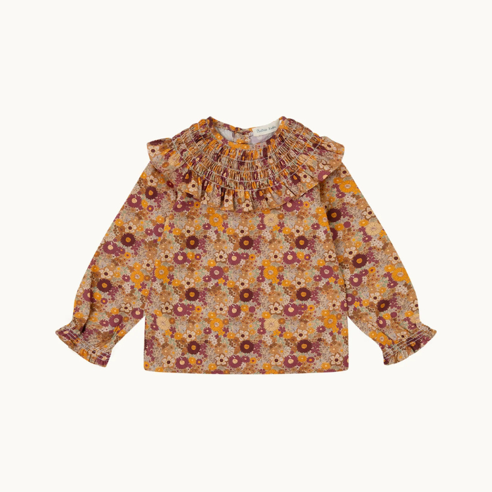 BLUSA OLIVA FLOR CARAMELO