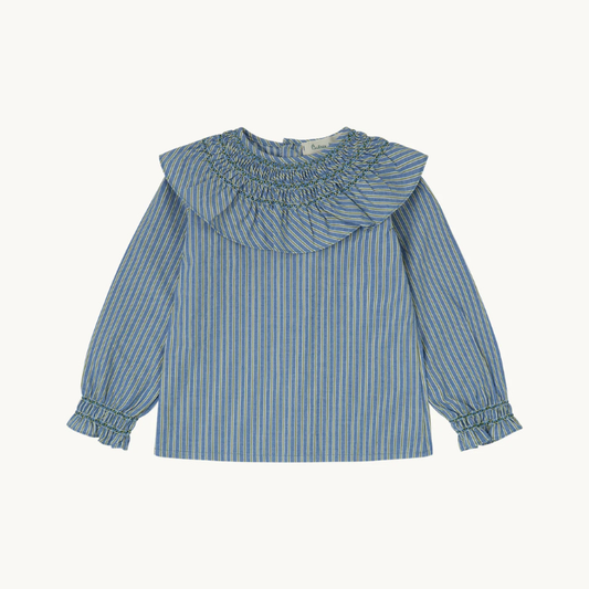 BLUSA OLIVA RAYAS AZUL Y VERDE