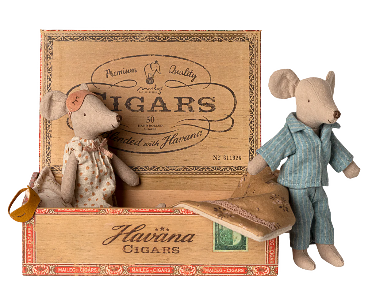 MUM AND DAD MICE IN CIGARBOX