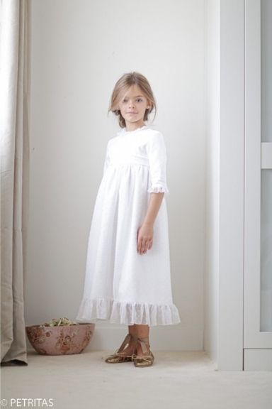 VESTIDO BLANCO PIQUÉ + ORGANZA